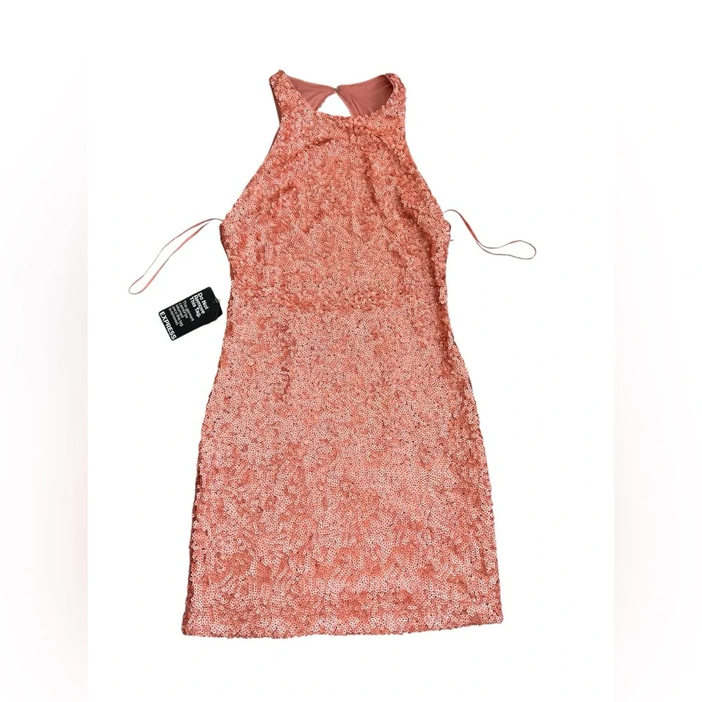 Coral Sequin Mini Dress - Picture 2 of 13